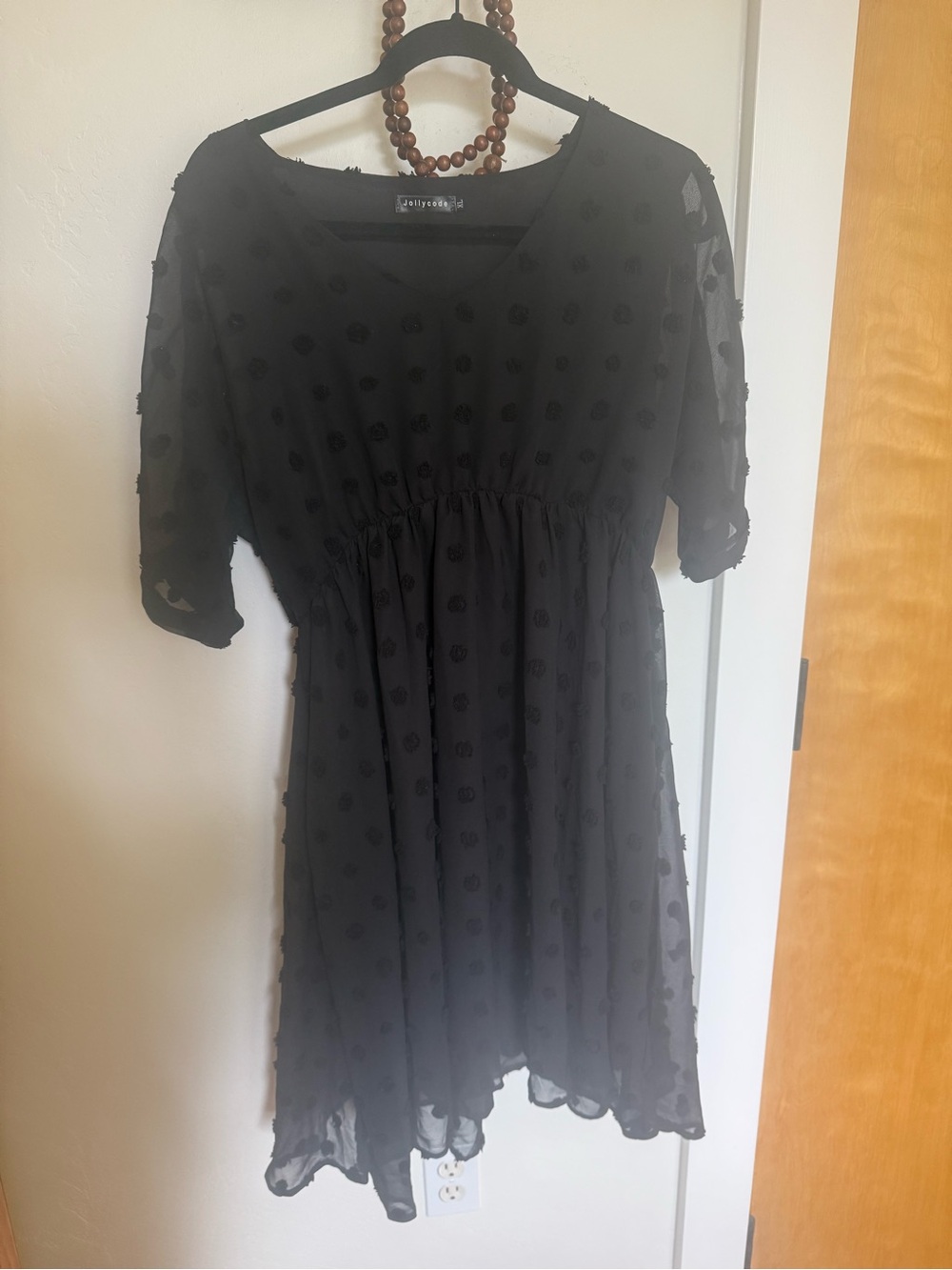 Jollycode XL Textured Polka Dot Black Dress